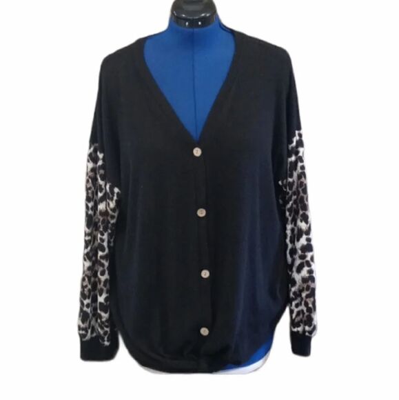 Lilypad super soft cardigan cheetah print large - Picture 1 of 12